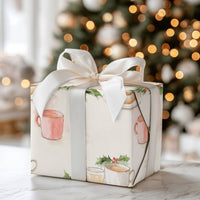 Mexican Holiday Gift Wrap, Watercolor Tamales Wrapping Paper, Hot Chocolate Tamale Wrapping Paper, Traditional Christmas Wrapping Paper Roll