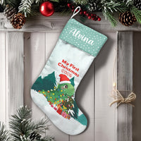 Baby First Christmas Stocking, Personalized Dinosaur Christmas Stocking, Custom Dino Holiday Stocking, Adorable Baby Keepsake Xmas Stocking Present