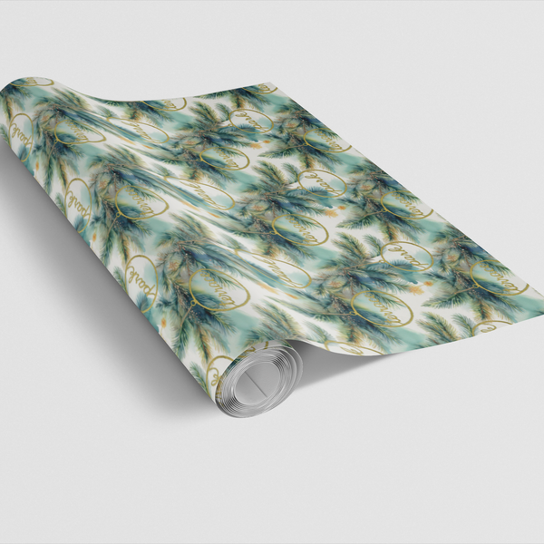 Botanical Pine and Gold Ornament Gift Wrap, Christmas Wrapping Paper, Elegant Holiday Present Paper Roll, Winter Xmas Present