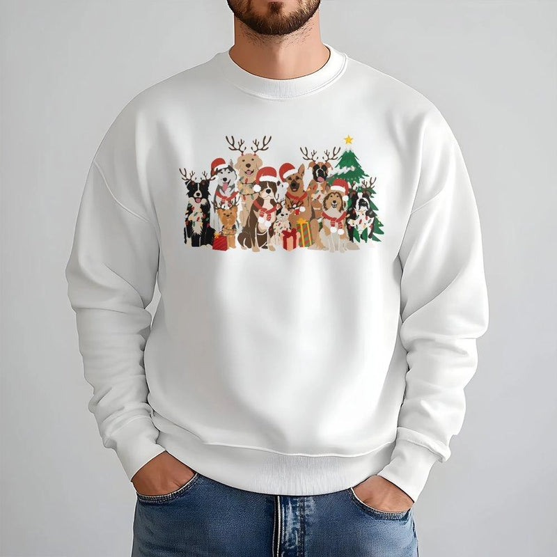 Festive Holiday Puppy Sweatshirt, Christmas Dogs Sweatshirt, Adorable Dog Lover Xmas Crewneck, Winter Pet Lover Graphic Pullover, Dog Mom Present