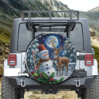 Reindeer Full Moon Tire Cover, Christmas Snowman Spare Tire Cover, Holiday Winter Wheel Cover, Jeep SUV Spare Tire Cover