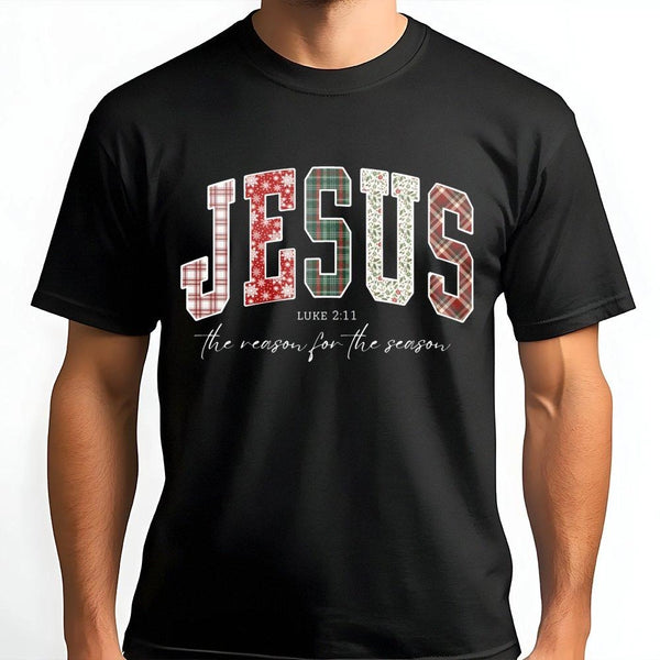 Plaid Buffalo Christmas Shirt, Jesus the Reason for the Season T-Shirt, Religious Christian Holiday Tee, Faith Bible Verse Xm