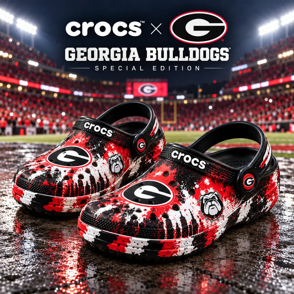 UGA Splatter - Red, Black and Bulldog Attitude Clogs - main