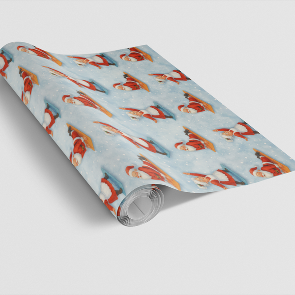 Humorous Fitness Christmas Wrapping Paper, Yoga Santa Gift Wrap Paper, Holiday Yoga Present Paper Roll, Adorable Xmas Gift Wr