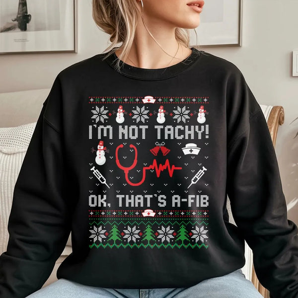 Humorous Medical Heart Rhythm Sweater, Nurse Ugly Christmas Sweatshirt, RN Holiday Graphic Crewneck, Nurse Practitioner Xmas 