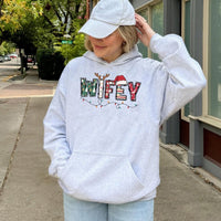 Festive Holiday Lights Graphic Hoodie, Wifey Christmas Hoodie, Newlywed Wife Xmas Hooded Sweatshirt, Comfy Winter Pullover Hoodie for Her