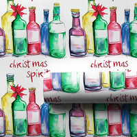 Humorous Liquor Bottle Gift Wrap, Christmas Spirit Wrapping Paper, Adult Holiday Pun Wrapping Paper, Adorable Alcohol Bottle Christmas Gift Wrap