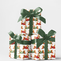 Running Dog Sweater Christmas Gift Wrap, Watercolor Shiba Inu Wrapping Paper, Puppy Holiday Wrapping Paper, Adorable Dog Lover Xmas Gift Wrap