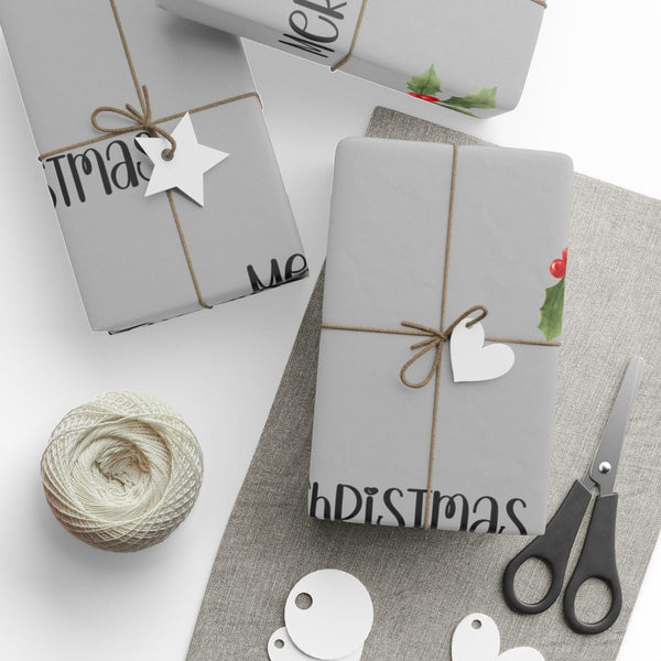 Minimalist Christmas Gift Wrap, Holly Berries Wrapping Paper, Botanical Holiday Wrapping Paper, Elegant Winter Gift Wrap, Xma