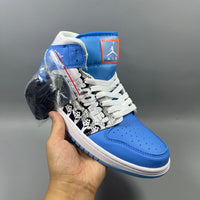 High Top Sneakers, Blue White Black Colorway, Lace Up Design, Casual Gift for Sneaker Fans