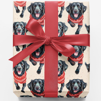 Dog Holiday Gift Wrap, Black Labrador Christmas Wrapping Paper, Labrador Retriever Xmas Paper, Dog Lover Christmas Present Wrapping Roll