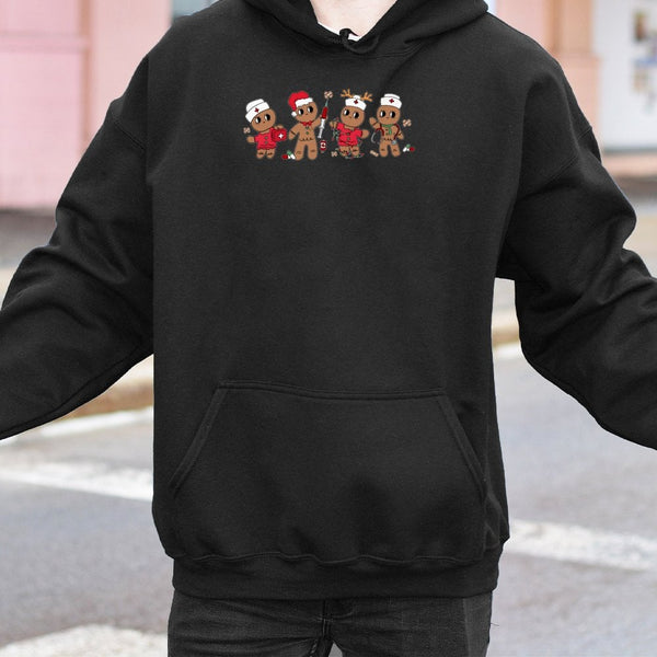 Adorable Medical Holiday Hooded Sweatshirt, Christmas Nurse Gingerbread Hoodie, Festive Nurse Hoodie, Healthcare Worker Pullo