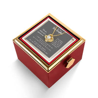 Love Knot Necklace with Rotating Rose Box, Step Daughter Present, Gold Finish Love Knot Pendant Jewelry, Birthday Christmas Present for Her