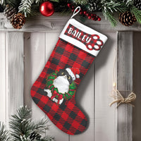 Custom Buffalo Plaid Pet Stocking, Tuxedo Cat Christmas Stocking, Personalized Cat Lover Holiday Stocking, Adorable Animal Christmas Stocking