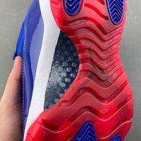 Low Top Sneakers, Royal Blue White Red Colorway, Patent Leather Footwear, Lace Up Design, Casual Gift for Sneaker Fans