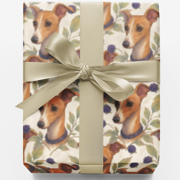 Botanical Dog Wrapping Paper, Italian Greyhound Wrapping Paper, Floral Pet Gift Wrapping Paper, Birthday Christmas Wrapping P