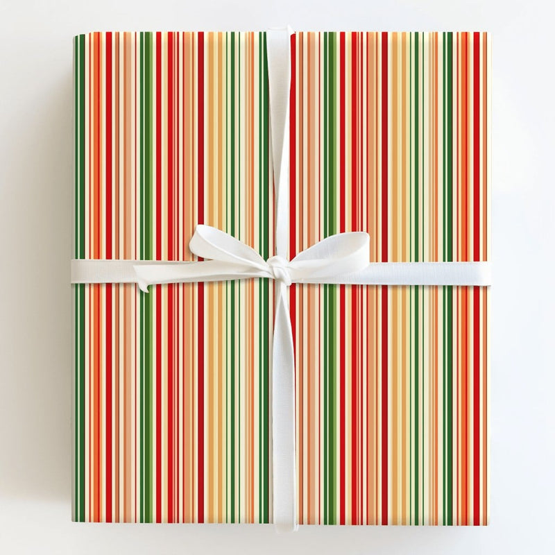 Red and Green Holiday Gift Wrap, Vertical Stripe Christmas Wrapping Paper, Retro Striped Wrapping Paper Roll, Festive Xmas Gift Wrap Paper