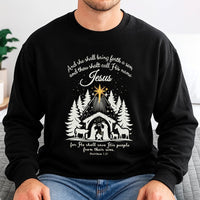 Matthew 1:21 Bible Verse Crewneck, Nativity Scene Sweatshirt, Christian Christmas Sweater, Religious Holiday Pullover, Faith Holiday Present