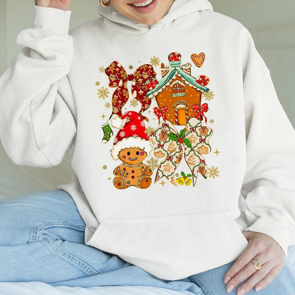 Adorable Gingerbread House Holiday Hooded Sweatshirt, Gingerbread Man Christmas Hoodie, Comfy Xmas Cookie Pullover, Sweet Win
