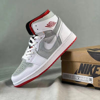 High Top Sneakers, Gray White Colorway, Lace Up Design, Casual Gift for Sneaker Fans