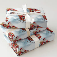 Christmas Sleigh Gift Wrap, Watercolor Santa Sleigh Wrapping Paper, Vintage Santa Claus Wrapping Paper, Festive Winter Holiday Gift Wrap