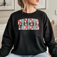 Checkered Santa Christmas Crewneck, Teacher Christmas Sweatshirt, Teacher Xmas Sweater, Educator Holiday Pullover, School Teacher Present
