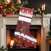 Fair Isle Velboa Stocking, Personalized Horse Christmas Stocking, Custom Name Equestrian Holiday Decor, Fireplace Christmas Stocking
