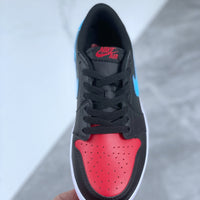 Low Top Sneakers, Blue Black Red Colorway, Lace Up Design, Casual Gift for Sneaker Fans