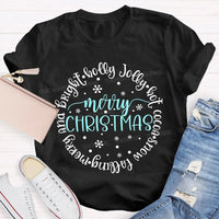 Merry and Bright Snow Falling Tee, Holly Jolly Hot Cocoa Shirt, Adorable Christmas Graphic T-Shirt, Comfy Winter Holiday Shirt, Xmas Present Tee