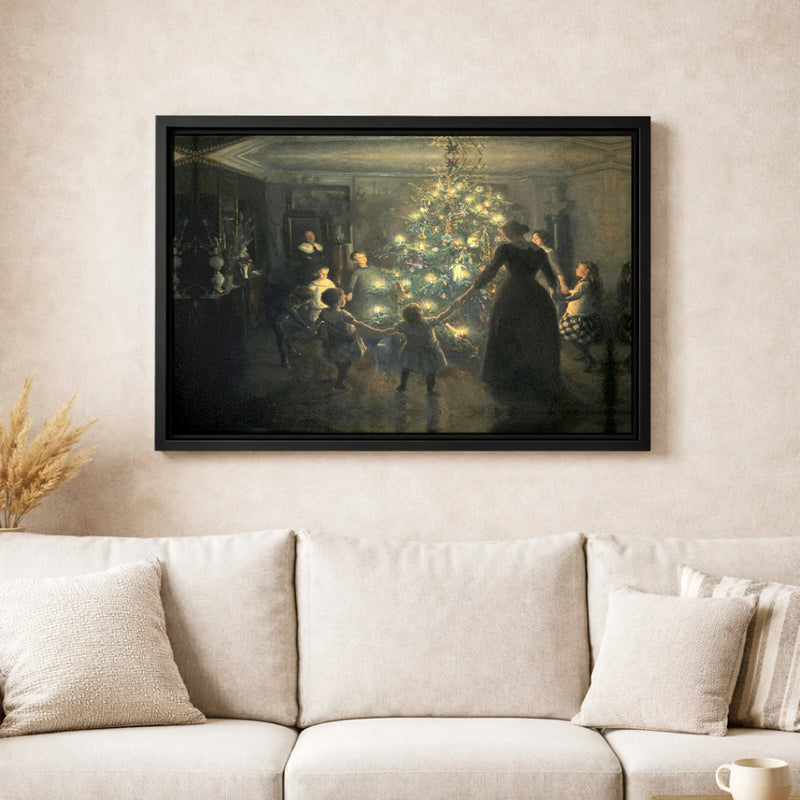 Classic Christmas Painting Canvas Print, Viggo Johansen Silent Night Canvas Wall Art, Holiday Living Room Canvas Art, Vintage Xmas Decor