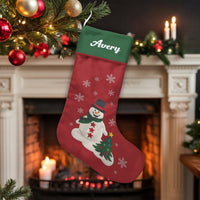 Custom Name Holiday Stocking, Personalized Snowman Christmas Stocking, Adorable Winter Snowman Stocking, Family Christmas Stocking, Holiday Present