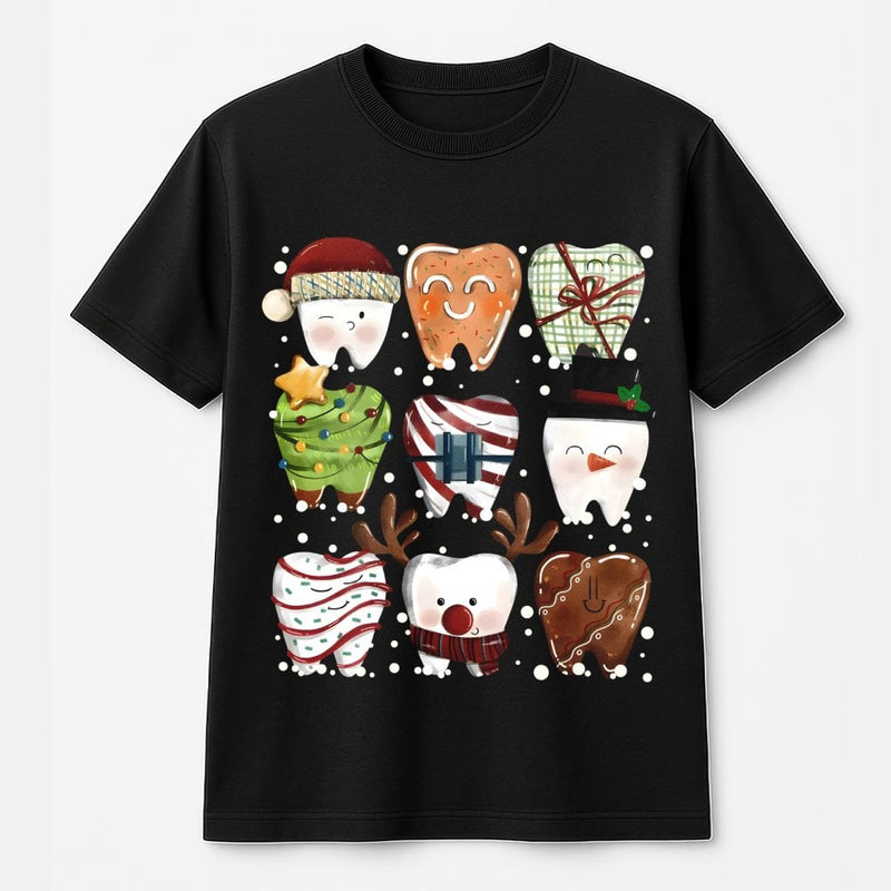 Humorous Holiday Teeth Dentist Shirt, Christmas Dental Squad T-Shirt, Adorable Hygienist Graphic Tee, Dental Assistant T-Shirt, Office Staff Present