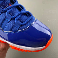 High Top Sneakers, Royal Blue White Orange Colorway, Leather Footwear, Lace Up Design, Casual Gift for Sneaker Fans
