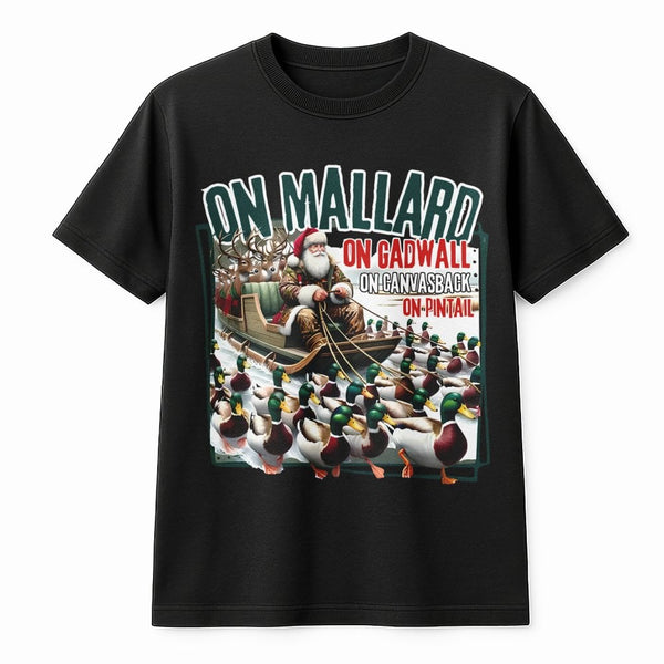 Santa Sleigh Mallard Shirt, Duck Hunting Christmas T-Shirt, Waterfowl Hunter Xmas Tee, Humorous Duck Hunting Shirt, Outdoorsm
