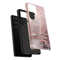 Winter Palace Holiday Samsung Galaxy Case, Pink Christmas Tree Phone Case, Girly Pink Xmas Phone Cover, Festive Bow Ornament Case