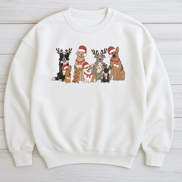 Festive Reindeer Dog Holiday Sweatshirt, Christmas Dog Sweatshirt, Adorable Pet Lover Xmas Sweatshirt, Winter Dog Mom Crewnec