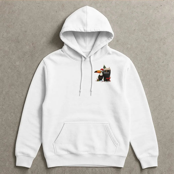 Tropical Bird Coffee Hooded Sweatshirt, Toucan Christmas Hoodie, Adorable Santa Hat Toucan Hoodie, Festive Holiday Bird Lover