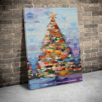 Textured Oil Holiday Poster, Abstract Impasto Christmas Tree Canvas Print, Winter Festive Wall Art, Printable Digital Download
