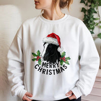 Santa Hat Equestrian Holiday Crewneck, Horse Christmas Sweatshirt, Festive Western Horse Lover Sweater, Adorable Xmas Animal Pullover