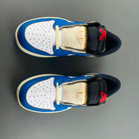 Low Top Sneakers, Blue White Yellow Colorway, Lace Up Design, Casual Gift for Sneaker Fans