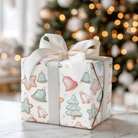 Holiday Cookie Gift Wrap, Pastel Christmas Cookie Wrapping Paper, Adorable Pastel Xmas Wrapping Paper, Whimsical Christmas Wrapping Paper Roll