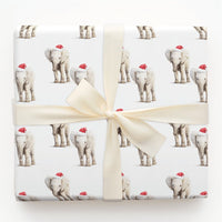 Santa Hat Wrapping Paper, Baby Elephant Christmas Wrapping Paper, Adorable Animal Holiday Gift Wrap, Festive Winter Elephant Wrapping Paper