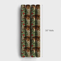 Pine Boughs Holiday Gift Wrap, Equestrian Horse Christmas Wrapping Paper, Winter Horse Wrapping Paper, Rustic Holiday Animal Wrapping Paper