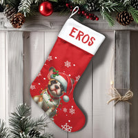 Santa Hat Frenchie Holiday Decor, Personalized French Bulldog Christmas Stocking, Velboa Fabric Stocking, Custom Dog Lover Pet Present