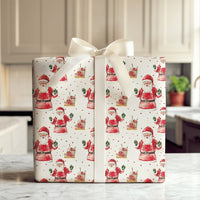 Ice Cream Santa Claus Gift Wrap, Dancing Santa Wrapping Paper, Polka Dot Holiday Wrapping Paper, Sweet Christmas Gift Wrapping Paper