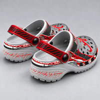 ALA Script A - Crimson and Steel Clog Sandals