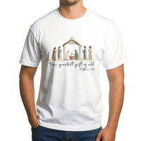 Christian Christmas Holiday Graphic Tee, Nativity Scene the Greatest Present T-Shirt, Jesus Religious Faith Shirt, Noel Winter Top