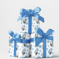 Watercolor Snowflake Winter Gift Wrap, White Shepherd Wrapping Paper, Christmas Dog Wrapping Paper, Pet Lover Holiday Gift Wrap Roll