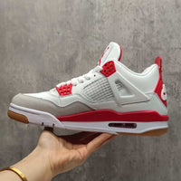 Mid Top Sneakers, Red Colorway, Lace Up Design, Casual Gift for Sneaker Fans