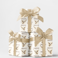 Christian Dove Halo Gift Wrap Paper, Immanuel Religious Wrapping Paper, Christmas Baptism Wrapping Paper Roll, Holiday Gift Wrap